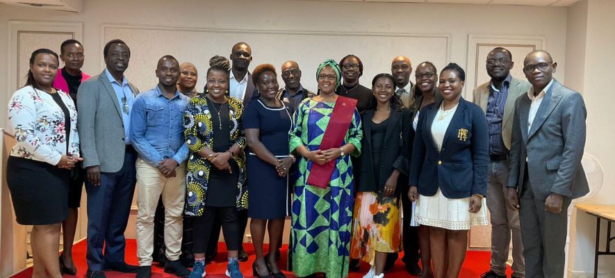 Uganda's Ambassador to Denmark  H.E Margaret M. Otteskov and her team pose for a group photo with the PSFU delegation during the Norwegian African Business Association  Summit 2023 in Oslo, Norway